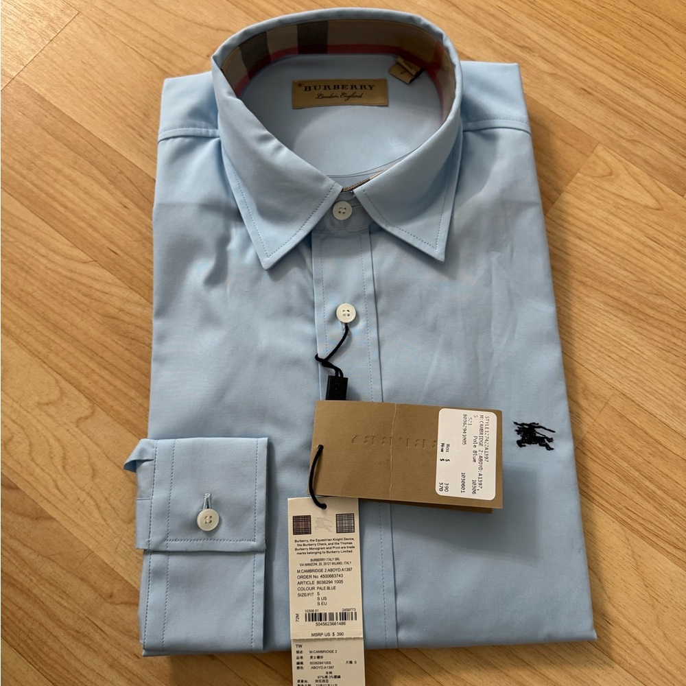 Burberry Blue Dress Shirt Classic Style
